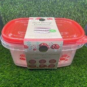 Core Kitchen Food Storage Container Set  Mushroom Design, 2 Containers with Lids